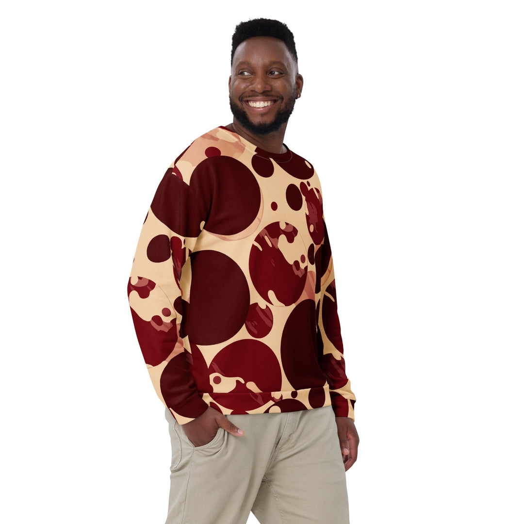 Graphic Sweatshirt for Men Burgundy Beige Circular Print - Mens | Sweatshirts