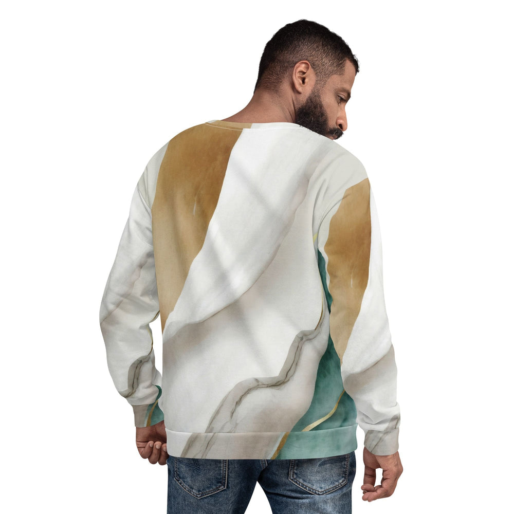 Graphic Sweatshirt for Men Cream and White Marbled Pattern - Mens | Sweatshirts