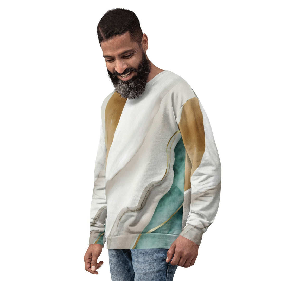 Graphic Sweatshirt for Men Cream and White Marbled Pattern - Mens | Sweatshirts