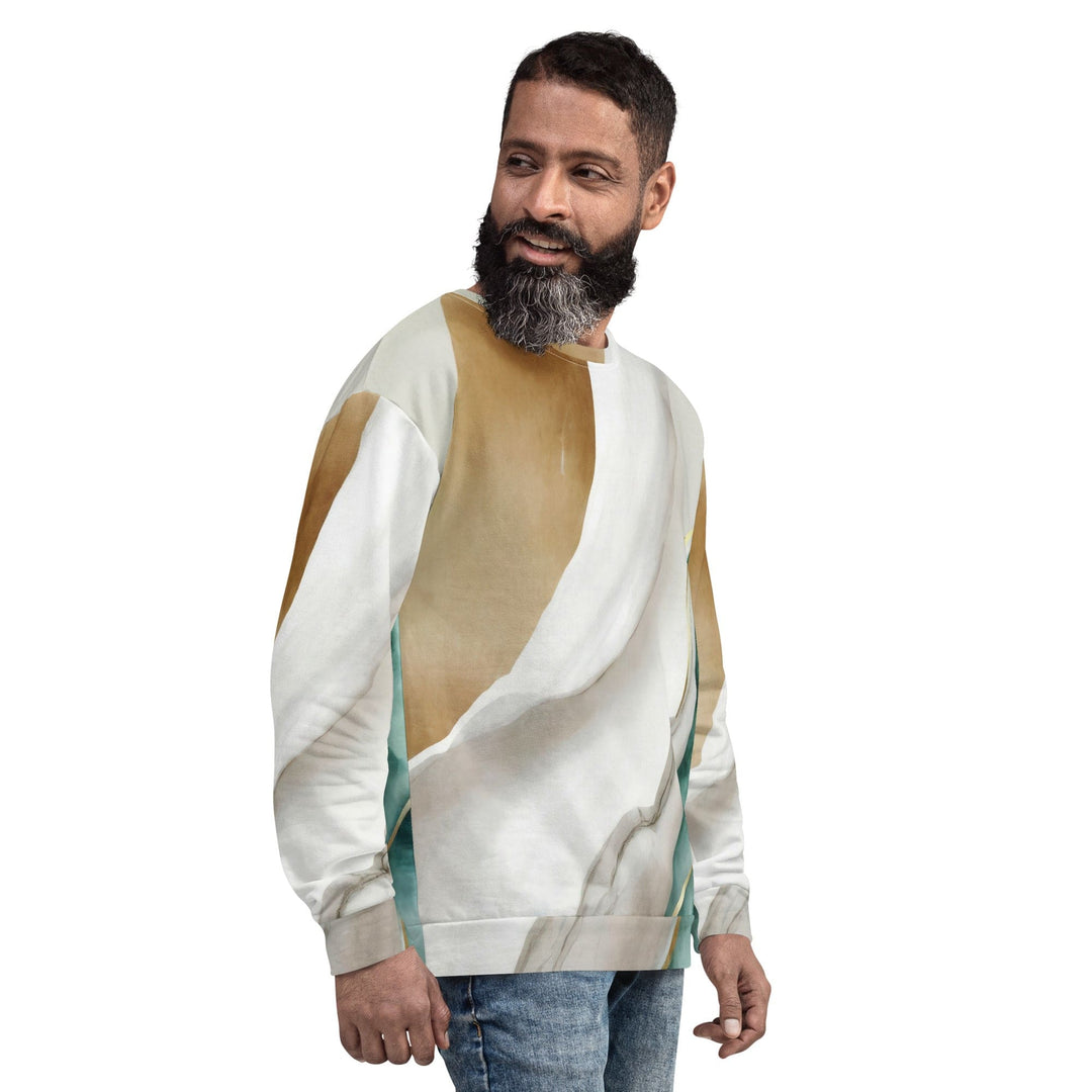 Graphic Sweatshirt for Men Cream and White Marbled Pattern - Mens | Sweatshirts