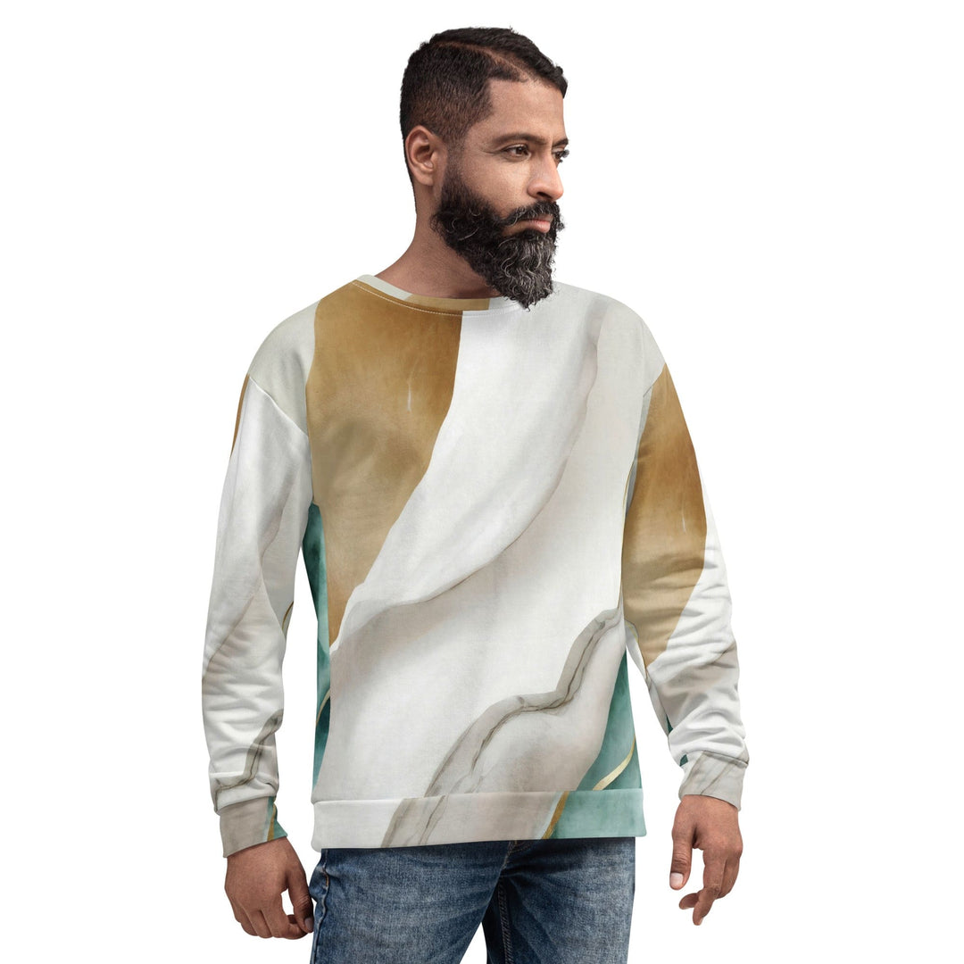 Graphic Sweatshirt for Men Cream and White Marbled Pattern - Mens | Sweatshirts