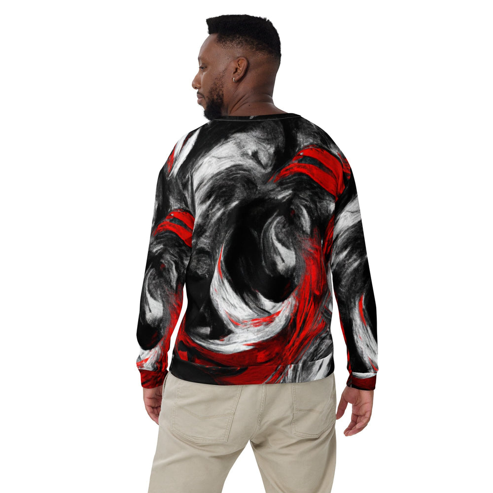 Graphic Sweatshirt for Men Decorative Black Red White Abstract - Mens