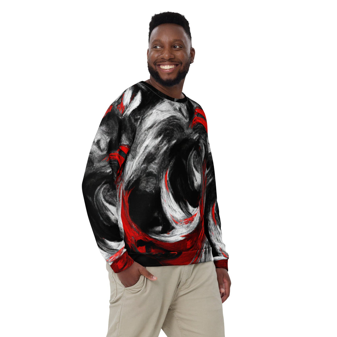 Graphic Sweatshirt for Men Decorative Black Red White Abstract - Mens