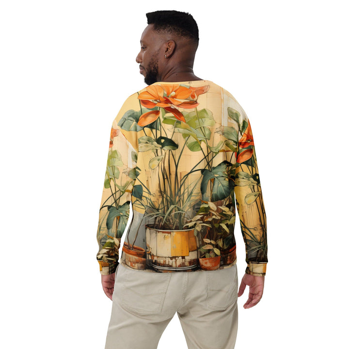 Graphic Sweatshirt for Men Earthy Rustic Potted Plants Print - Mens