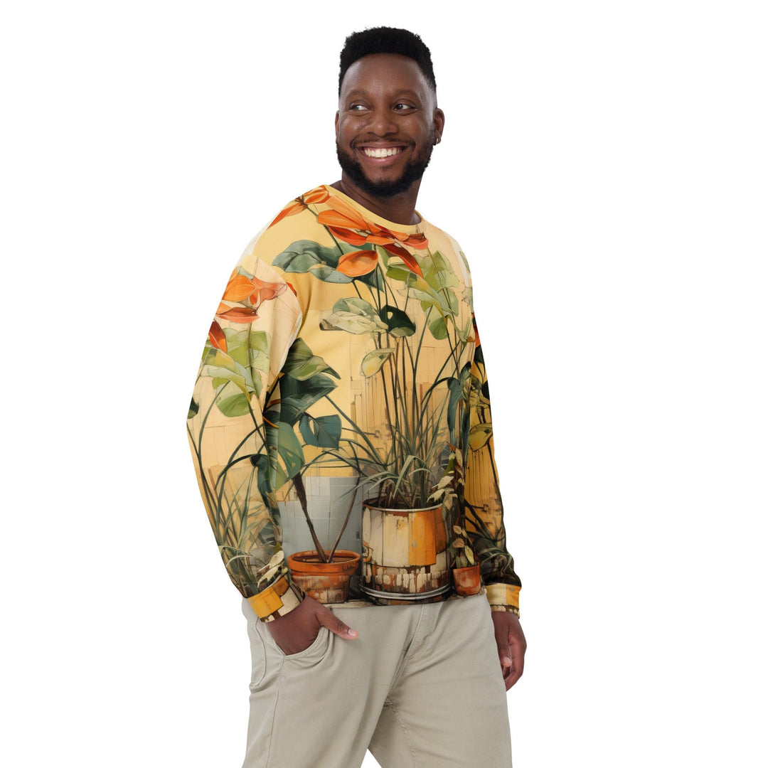 Graphic Sweatshirt for Men Earthy Rustic Potted Plants Print - Mens