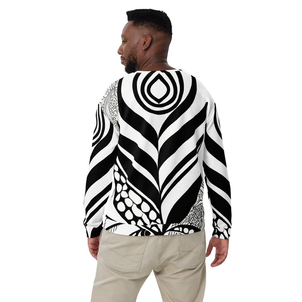 Graphic Sweatshirt for Men - Black Floral Lines - Mens/Sweatshirts/AOP