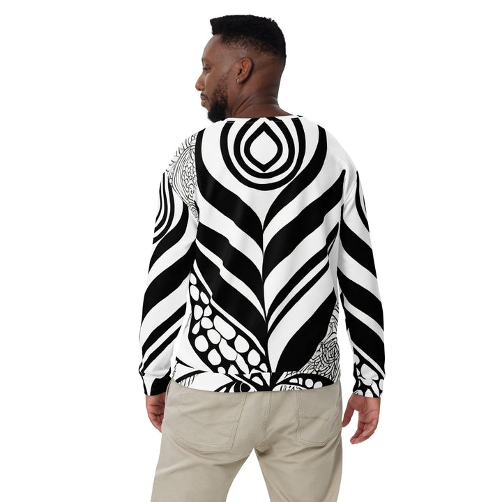 Graphic Sweatshirt for Men - Black Floral Lines - Mens/Sweatshirts/AOP