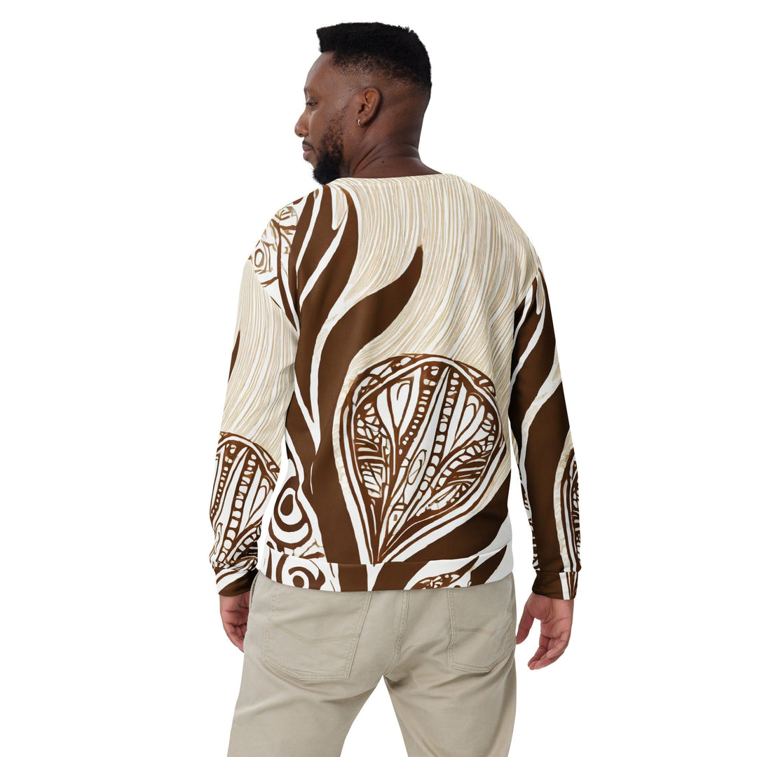 Graphic Sweatshirt for Men - Brown Floral Lines - Mens/Sweatshirts/AOP