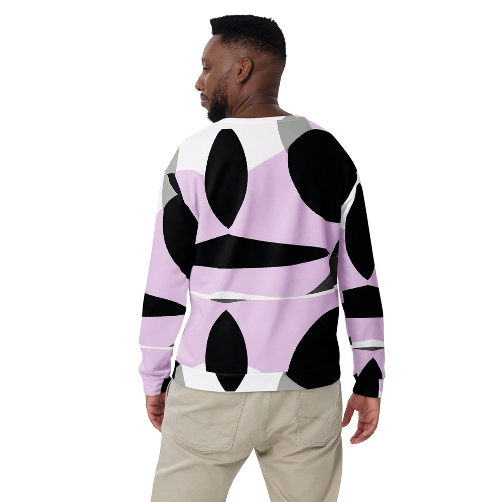 Graphic Sweatshirt for Men Geometric Lavender and Black Pattern - Mens