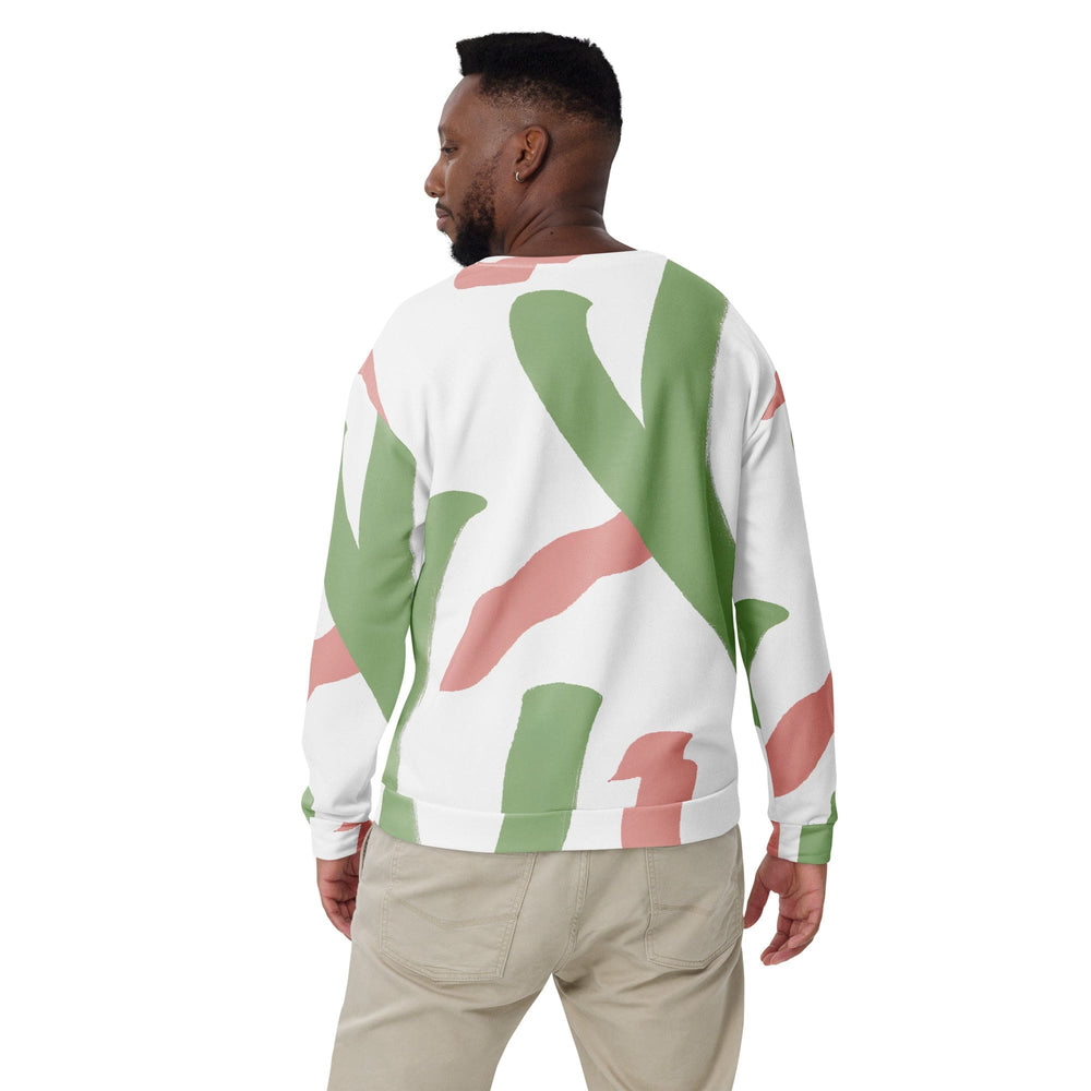 Graphic Sweatshirt for Men Green Mauve Abstract Brush Stroke Pattern - Mens