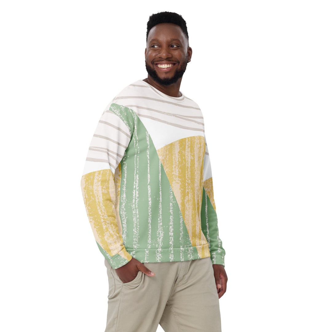 Graphic Sweatshirt for Men Green Textured Boho Pattern - Mens | Sweatshirts