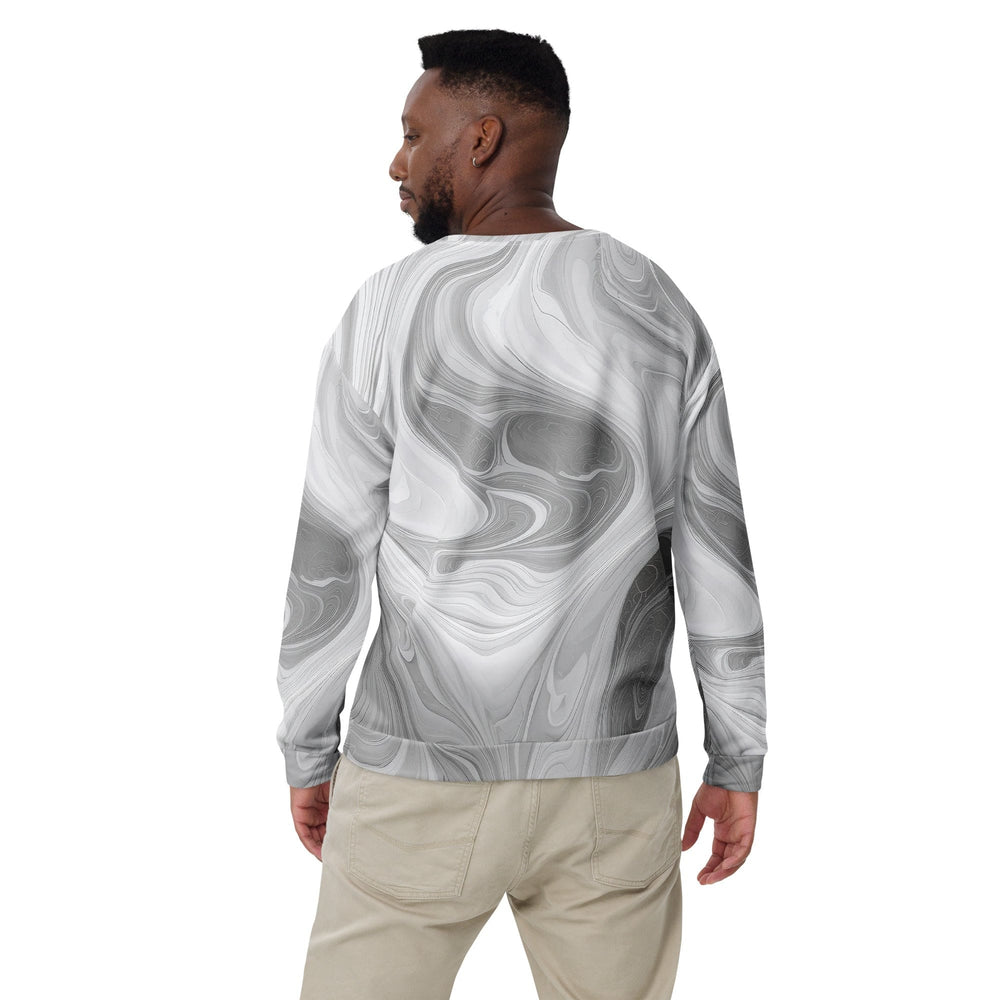 Graphic Sweatshirt for Men Grey White Boho Marble Print - Mens | Sweatshirts