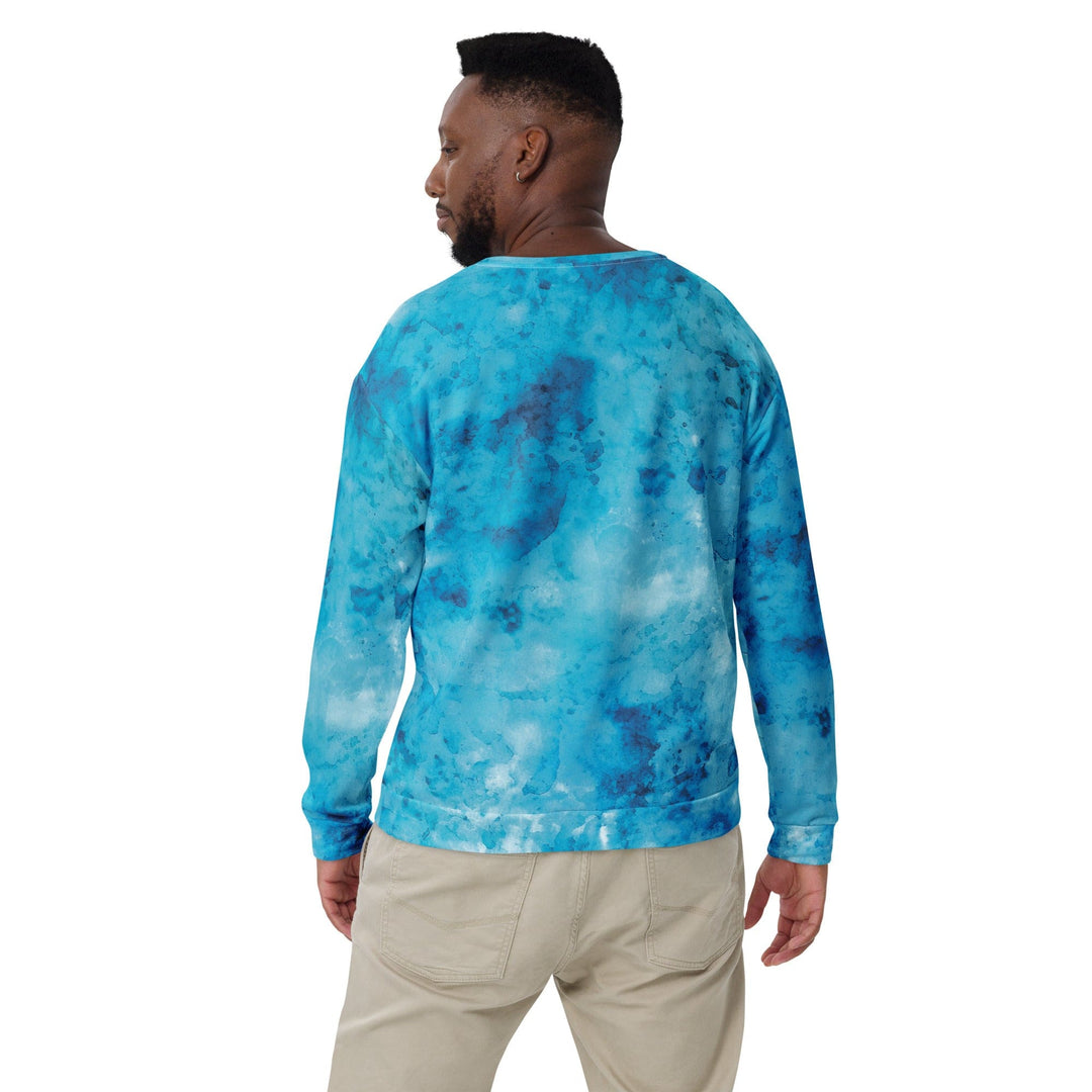 Graphic Sweatshirt for Men Blue Marble Print - Mens | Sweatshirts | AOP