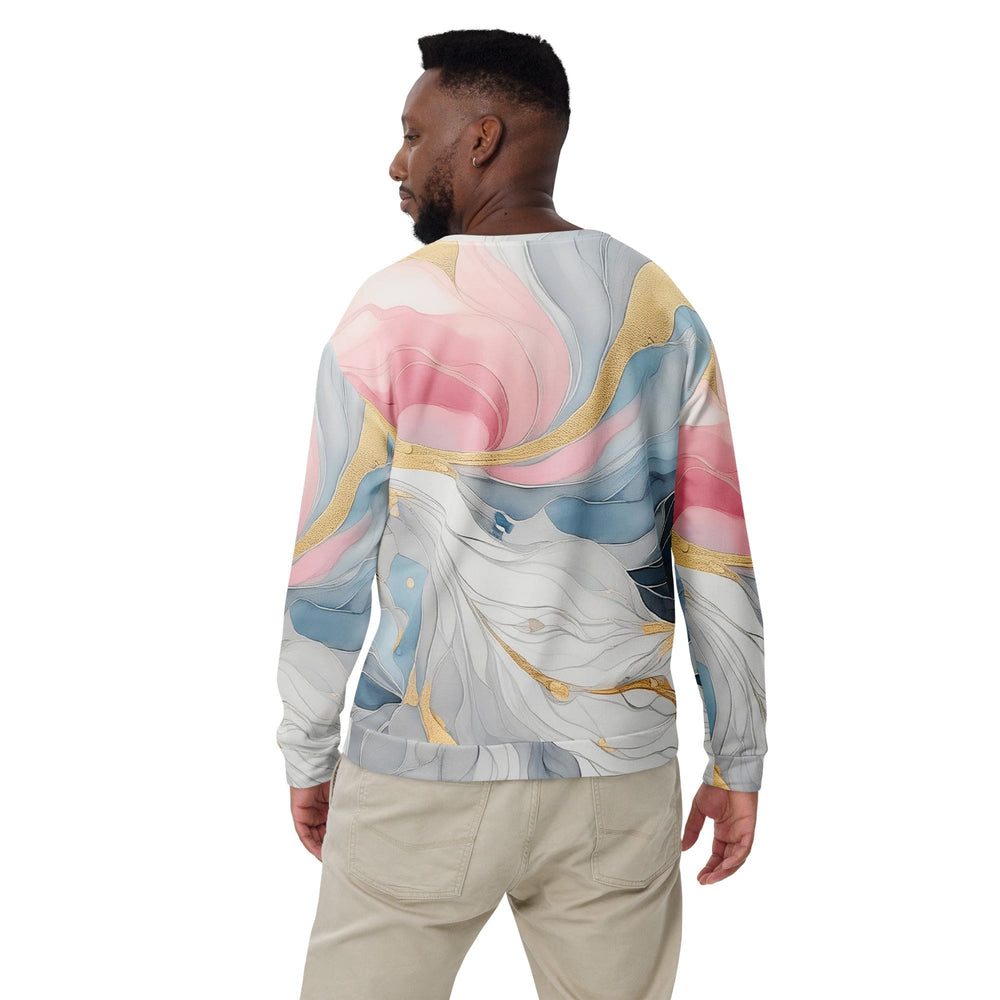 Graphic Sweatshirt for Men Marble Cloud of Grey Pink Blue 5522 - Mens