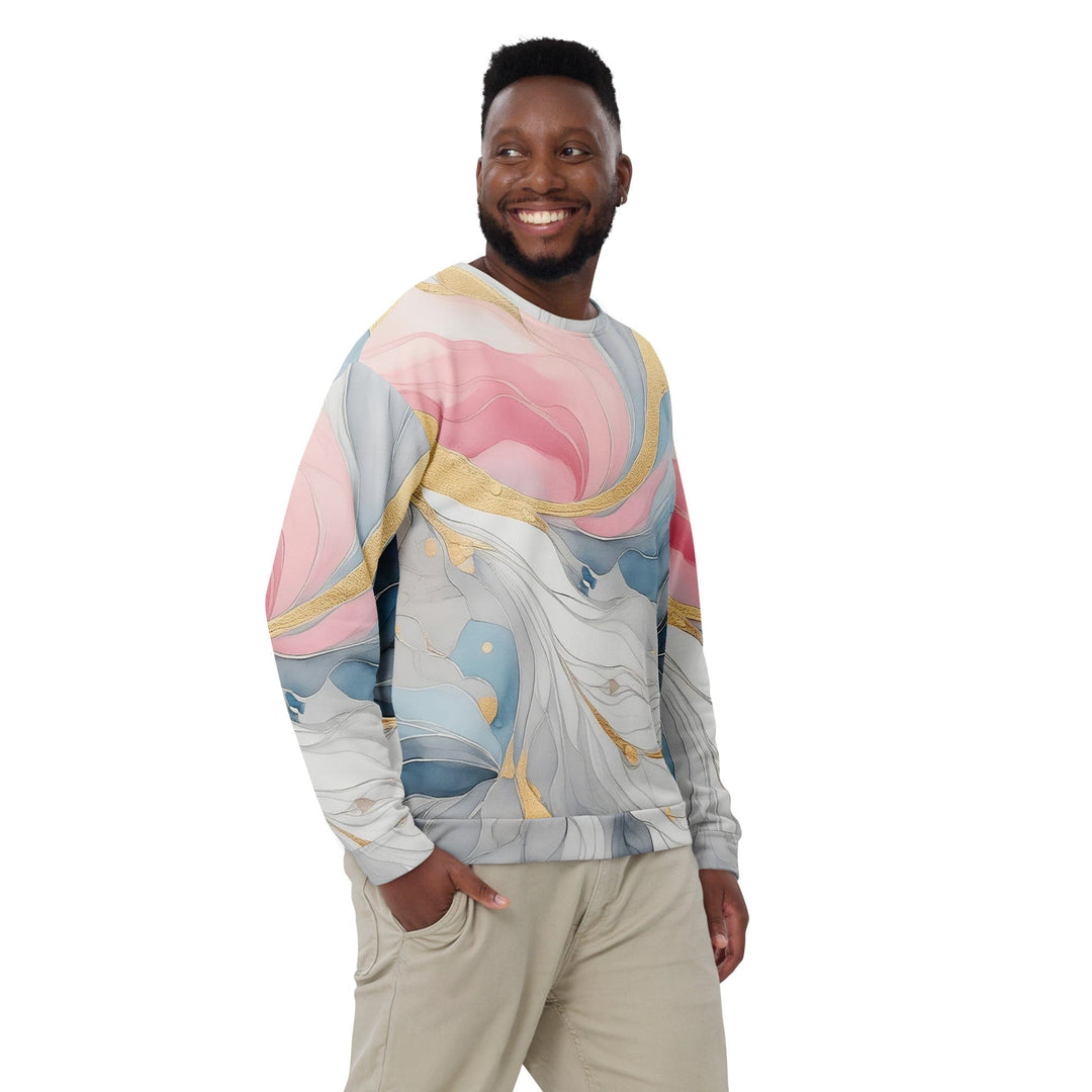 Graphic Sweatshirt for Men Marble Cloud of Grey Pink Blue 5522 - Mens