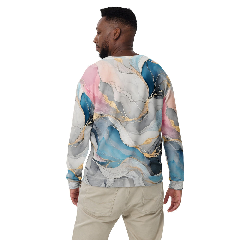 Graphic Sweatshirt for Men Marble Cloud of Grey Pink Blue 63389 - Mens