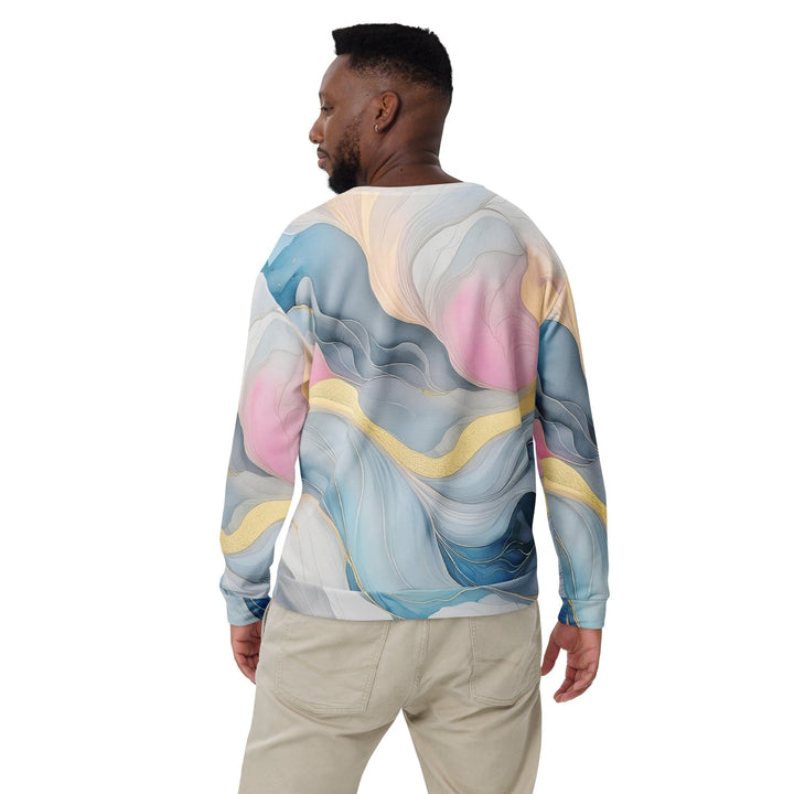 Graphic Sweatshirt for Men Marble Cloud of Grey Pink Blue 72067 - Mens