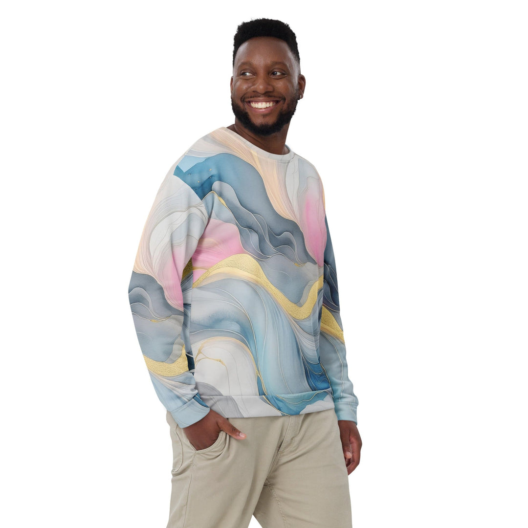 Graphic Sweatshirt for Men Marble Cloud of Grey Pink Blue 72067 - Mens