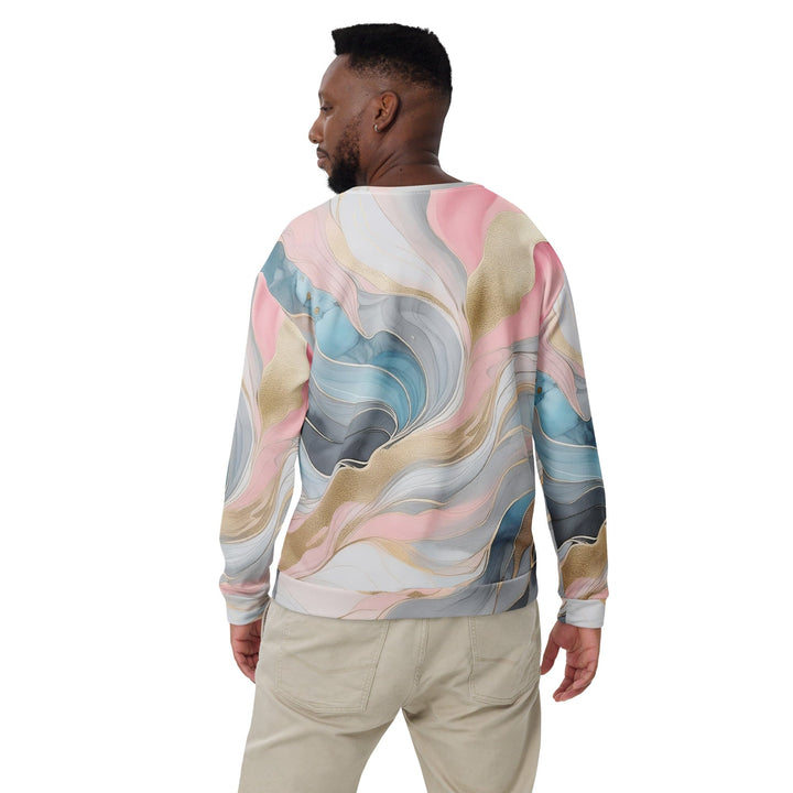 Graphic Sweatshirt for Men Marble Cloud of Grey Pink Blue 82395 - Mens