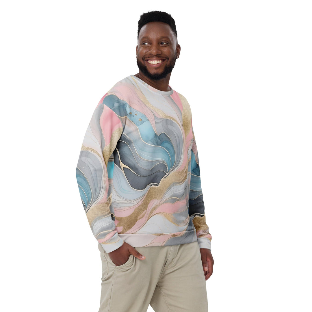 Graphic Sweatshirt for Men Marble Cloud of Grey Pink Blue 82395 - Mens