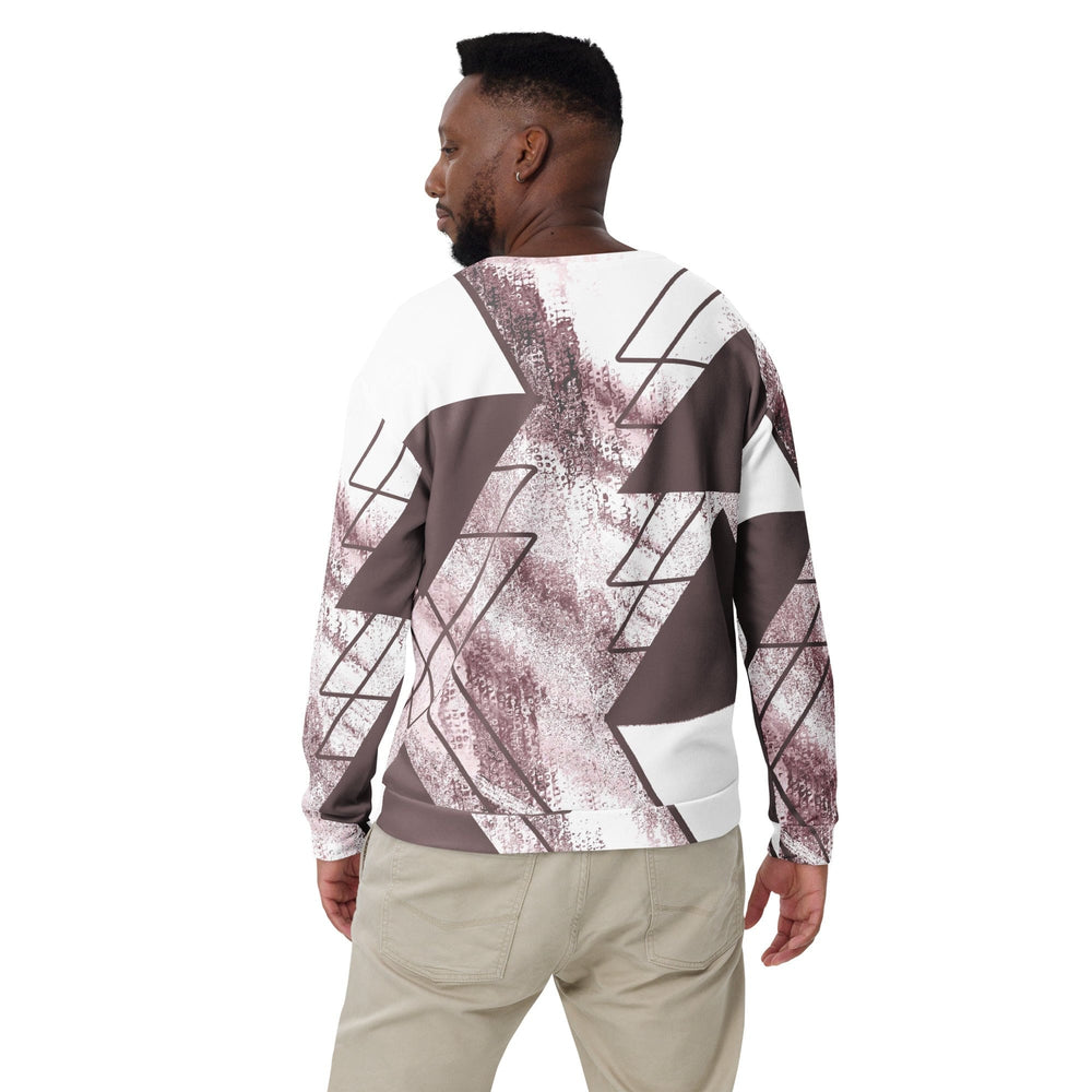 Graphic Sweatshirt for Men Mauve Rose and White Triangular Colorblock - Mens