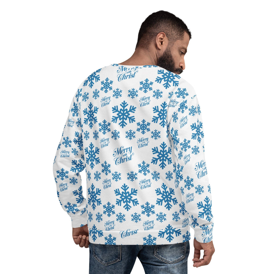Graphic Sweatshirt for Men - Merry with Christ - Light Blue