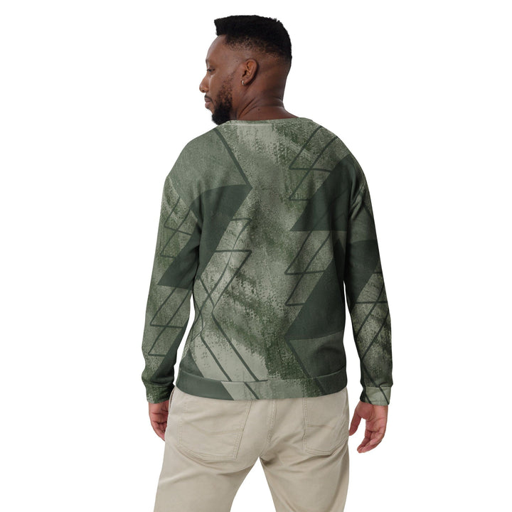 Graphic Sweatshirt for Men - Olive Green Triangular Colorblock
