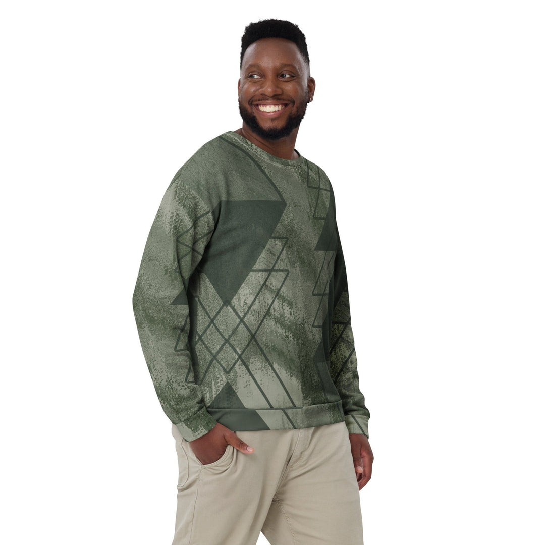 Graphic Sweatshirt for Men Olive Green Triangular Colorblock - Mens