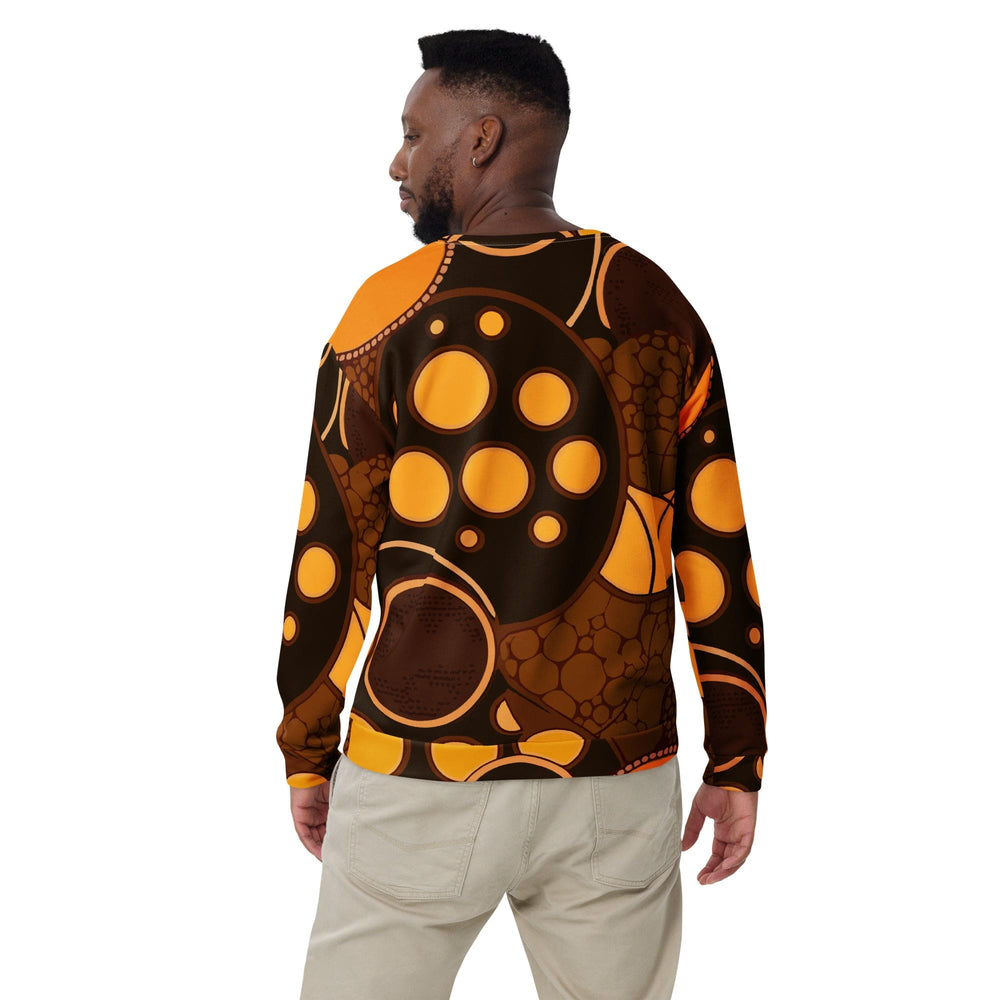 Graphic Sweatshirt for Men Orange Brown Spotted Print - Mens | Sweatshirts | AOP