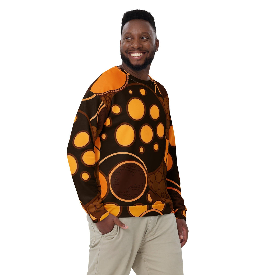 Graphic Sweatshirt for Men Orange Brown Spotted Print - Mens | Sweatshirts | AOP