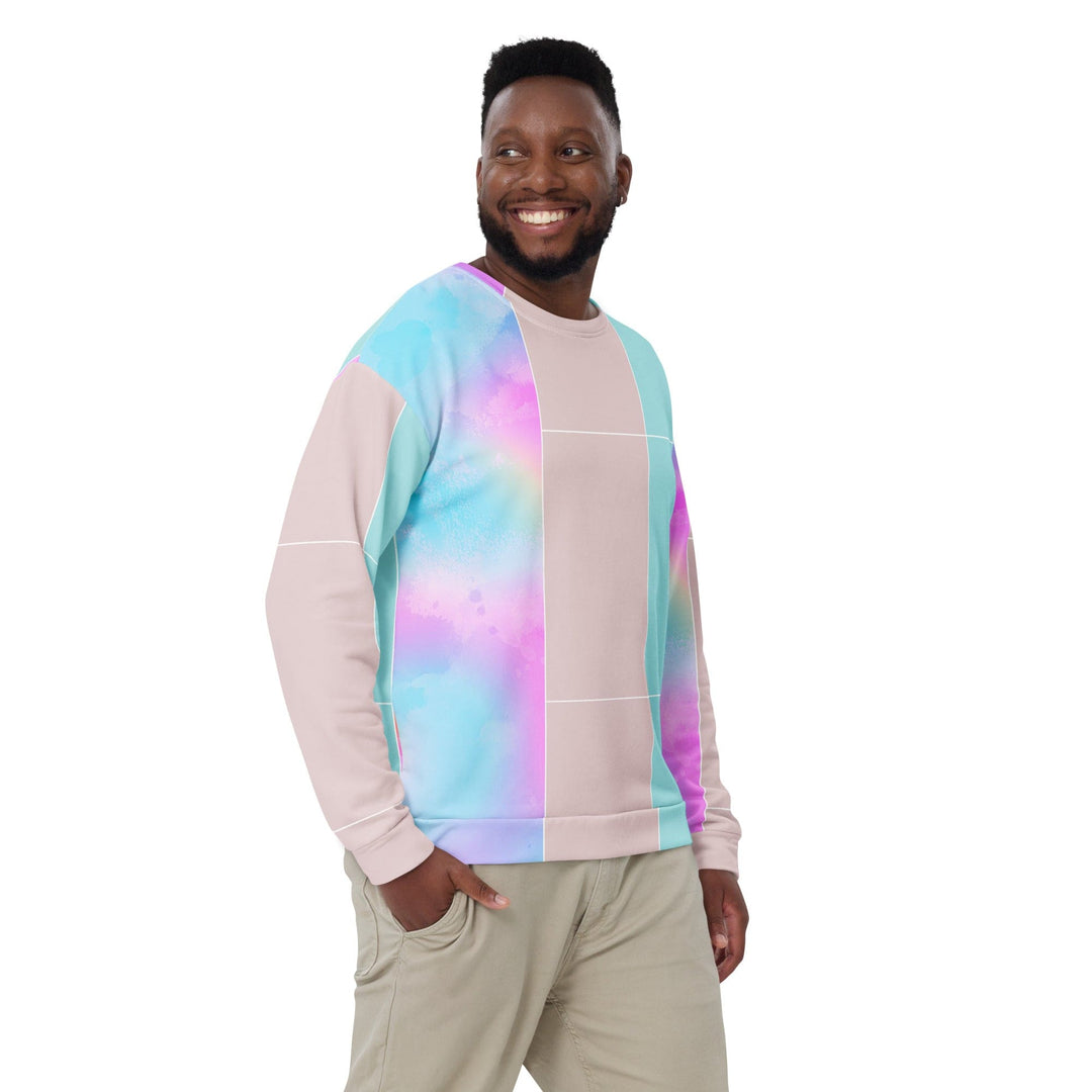 Graphic Sweatshirt for Men - Pastel Colorblock Watercolor Illustration
