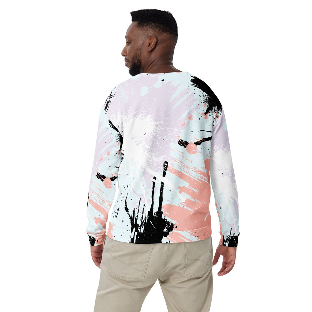 Graphic Sweatshirt for Men Pink Black Abstract Print - Mens | Sweatshirts | AOP