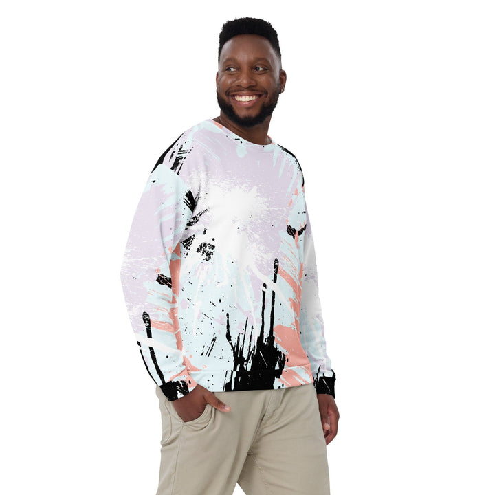 Graphic Sweatshirt for Men Pink Black Abstract Print - Mens | Sweatshirts | AOP