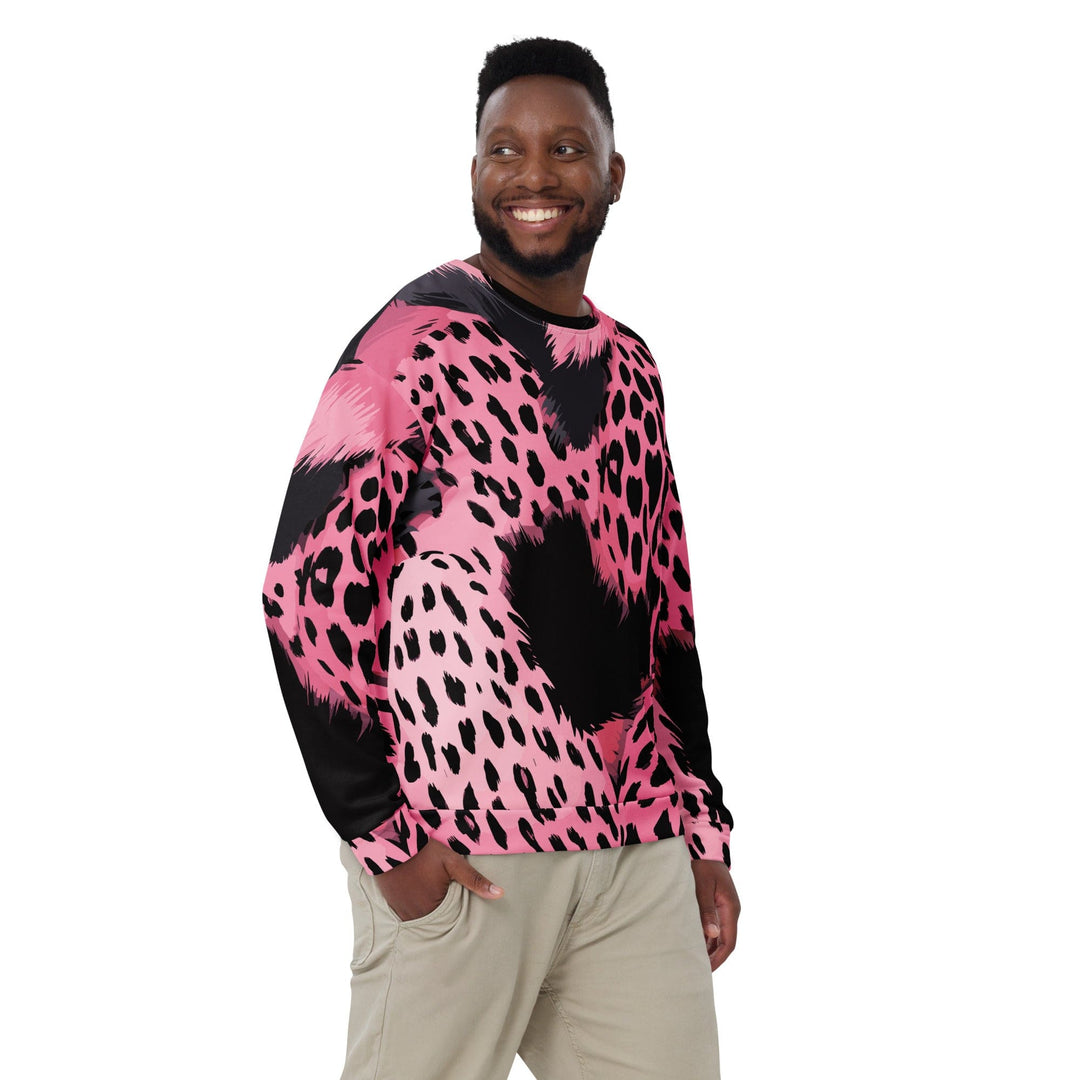 Graphic Sweatshirt for Men Pink Black Spotted Print - Mens | Sweatshirts | AOP