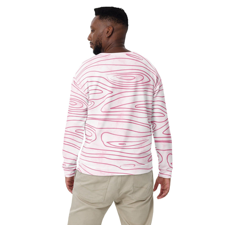 Graphic Sweatshirt for Men - Pink Line Art Sketch Print - Mens/Sweatshirts/AOP
