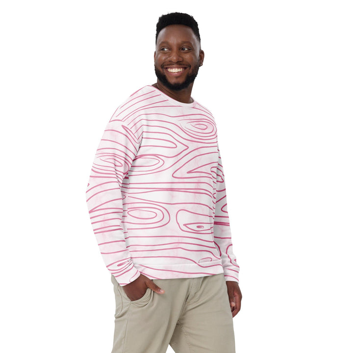 Graphic Sweatshirt for Men - Pink Line Art Sketch Print - Mens/Sweatshirts/AOP