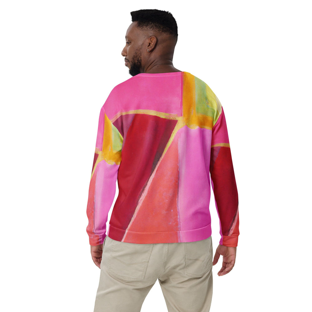 Graphic Sweatshirt for Men Pink Mauve Red Geometric Pattern - Mens