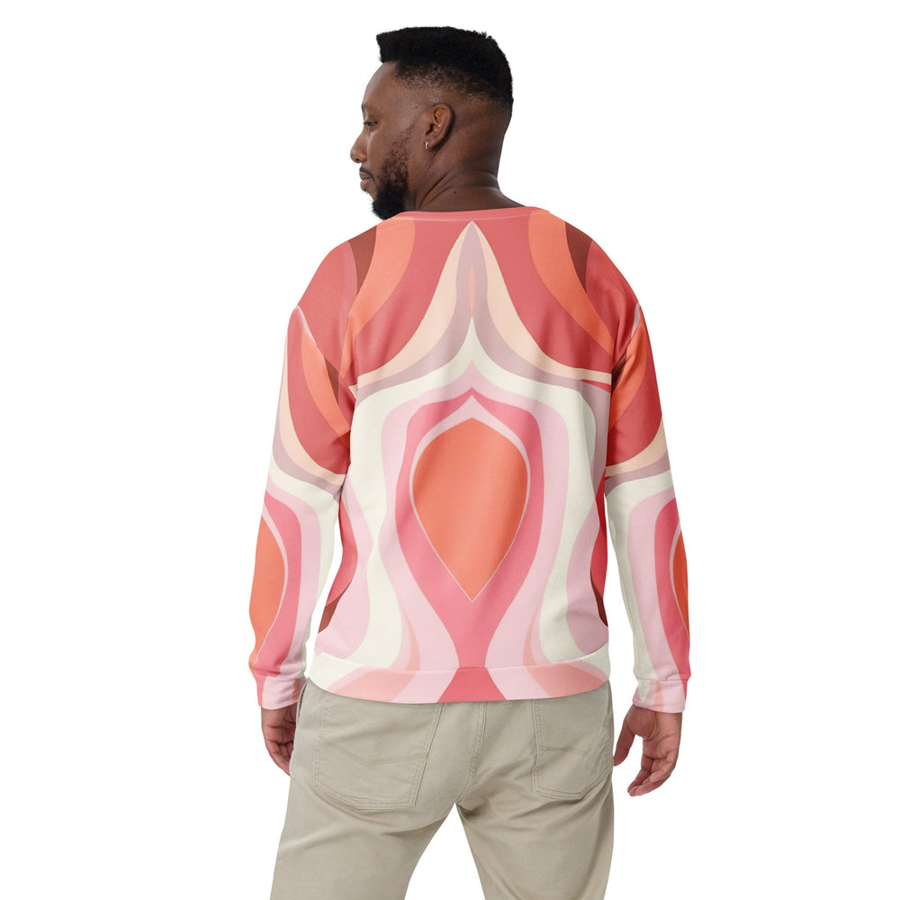 Graphic Sweatshirt for Men - Pink White Boho Swirl Lines - Mens/Sweatshirts/AOP
