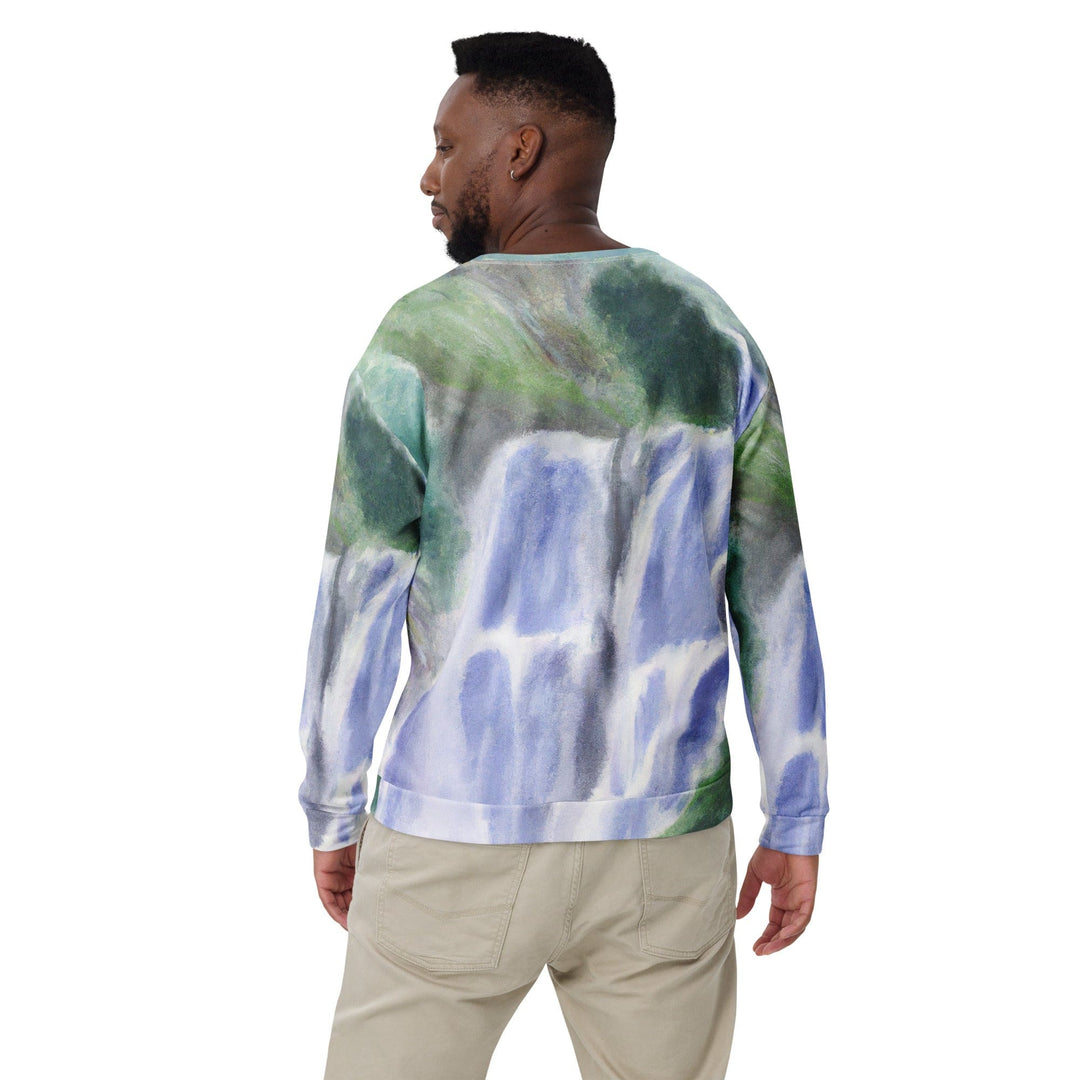 Graphic Sweatshirt for Men - Purple Watercolor Waterfall Green