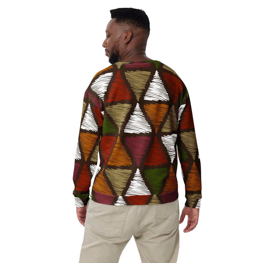 Graphic Sweatshirt for Men Red Green Geometric Lines - Mens | Sweatshirts | AOP