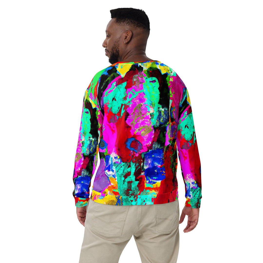 Graphic Sweatshirt for Men Red Multicolor Abstract Print - Mens | Sweatshirts