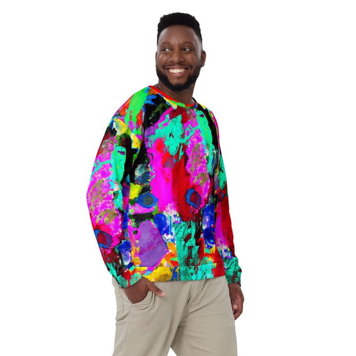 Graphic Sweatshirt for Men Red Multicolor Abstract Print - Mens | Sweatshirts