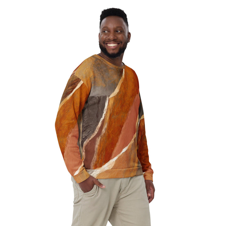 Graphic Sweatshirt for Men Rustic Brown Stone Print - Mens | Sweatshirts | AOP