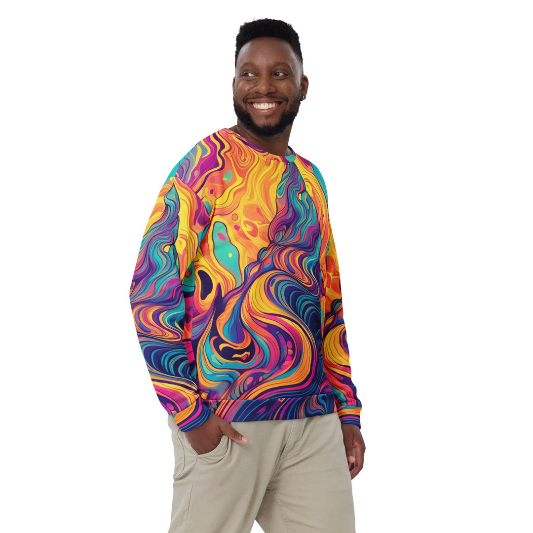 Graphic Sweatshirt for Men Vibrant Psychedelic Rave Pattern - 2 - Mens