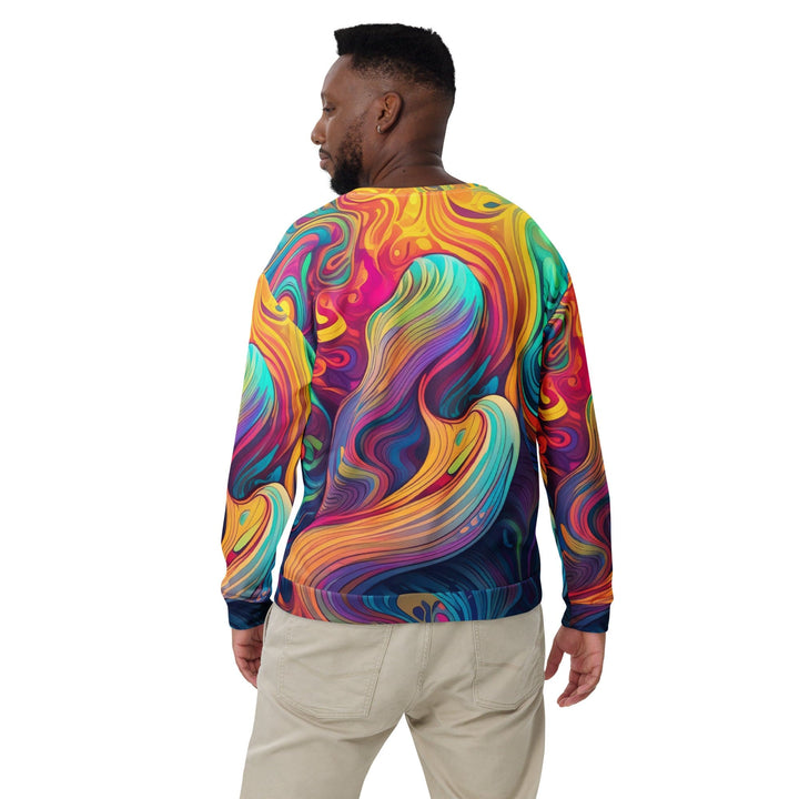 Graphic Sweatshirt for Men Vibrant Psychedelic Rave Pattern - Mens