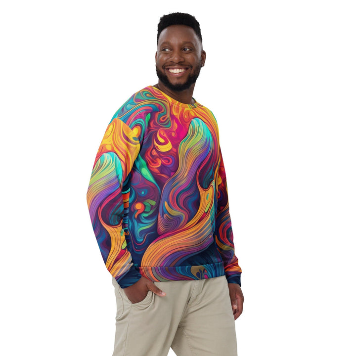 Graphic Sweatshirt for Men Vibrant Psychedelic Rave Pattern - Mens