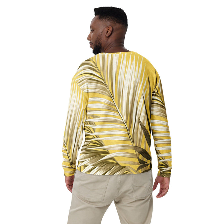 Graphic Sweatshirt for Men White Brown Palm Leaves - Mens | Sweatshirts | AOP