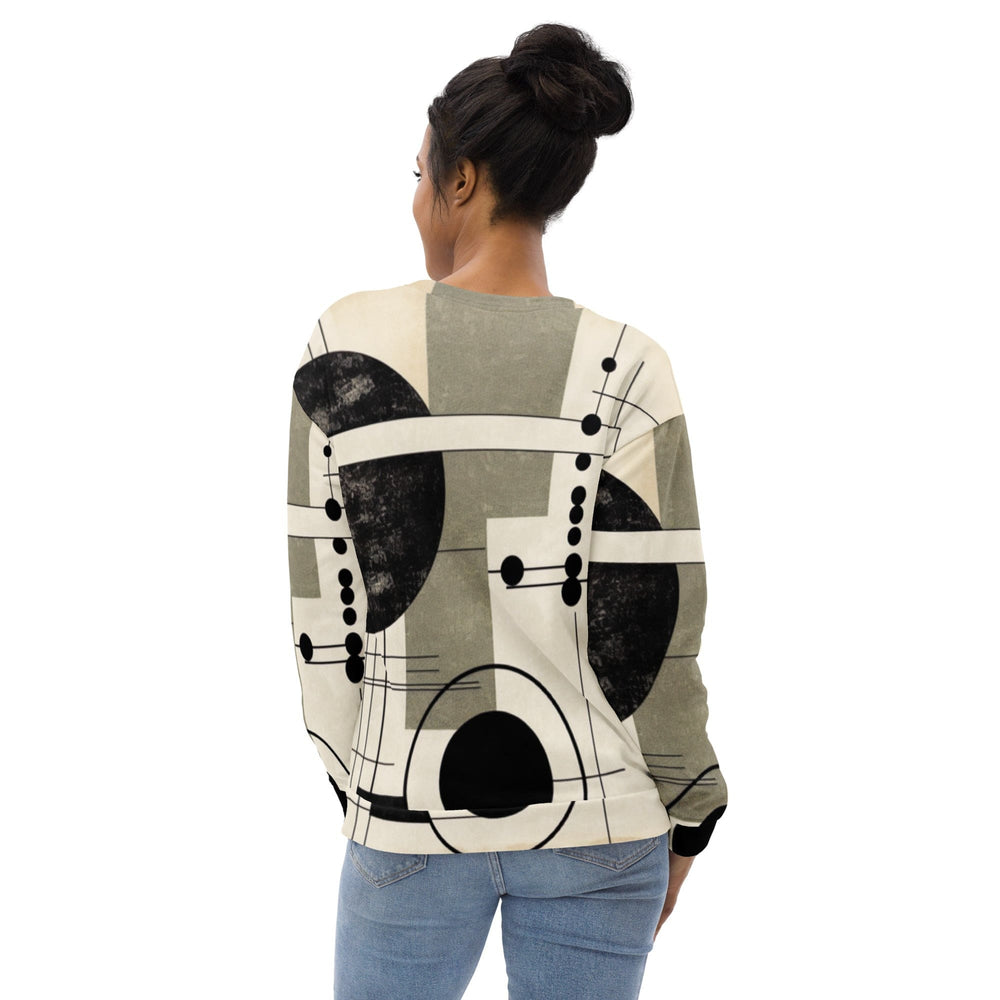 Graphic Sweatshirt for Women Abstract Black Beige Brown Geometric - Womens