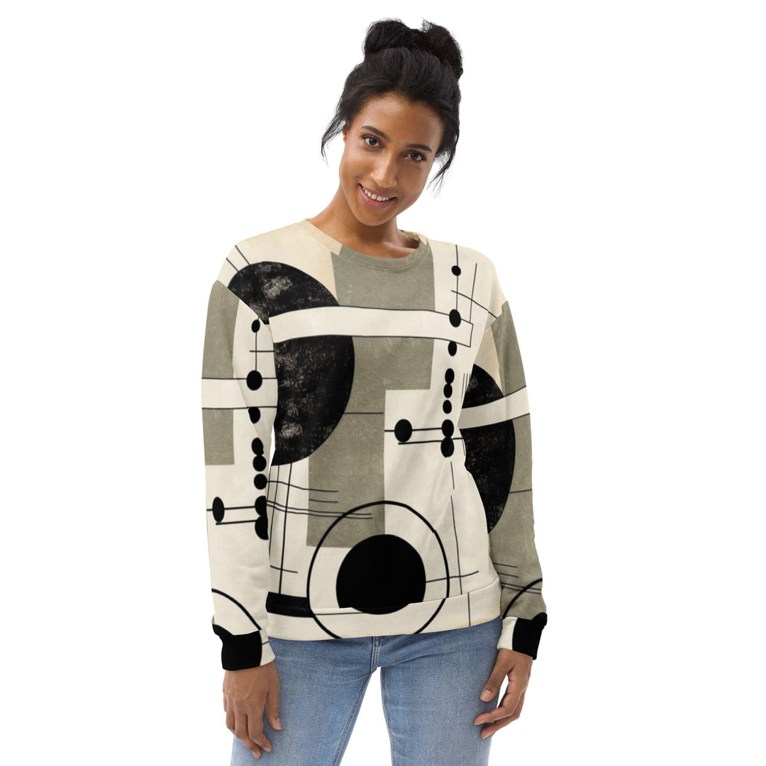 Graphic Sweatshirt for Women Abstract Black Beige Brown Geometric - Womens