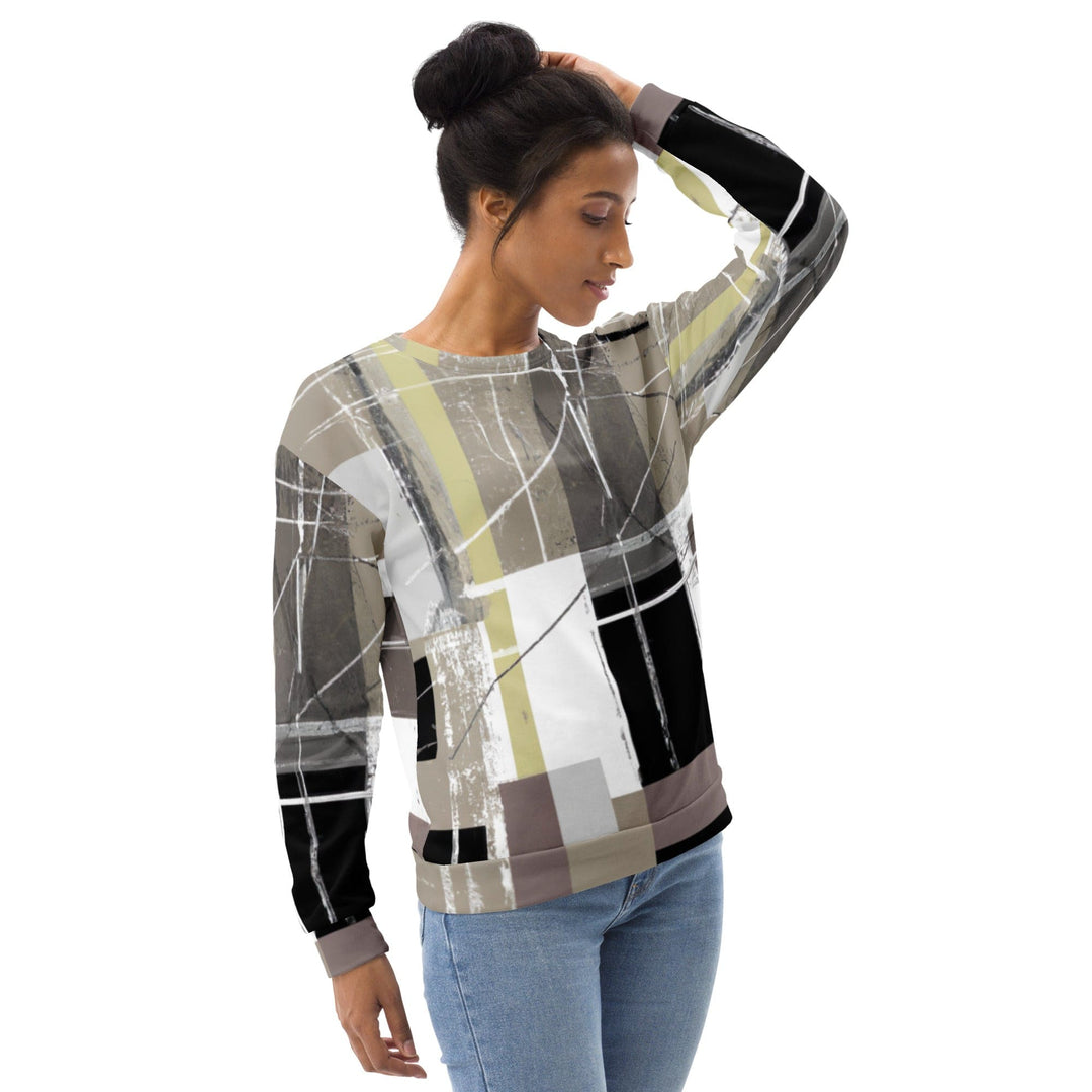 Graphic Sweatshirt for Women Abstract Brown Geometric Shapes - Womens